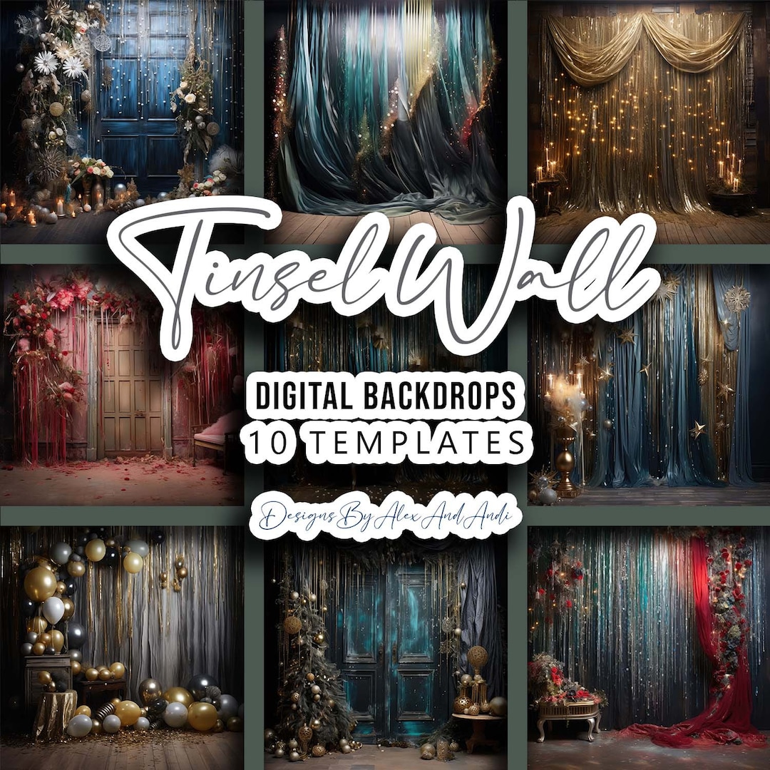 Tinsel Wall Backdrop Background Digital Birthday Child Photo Shoot