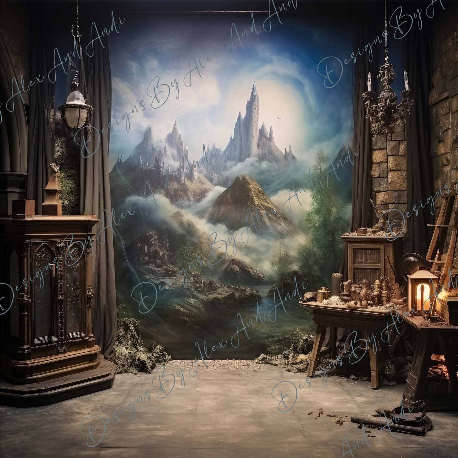 Fantasy Backdrops Simple Wizard Fantasy Backdrop Background Digital Birthday Child Photo Shoot ...