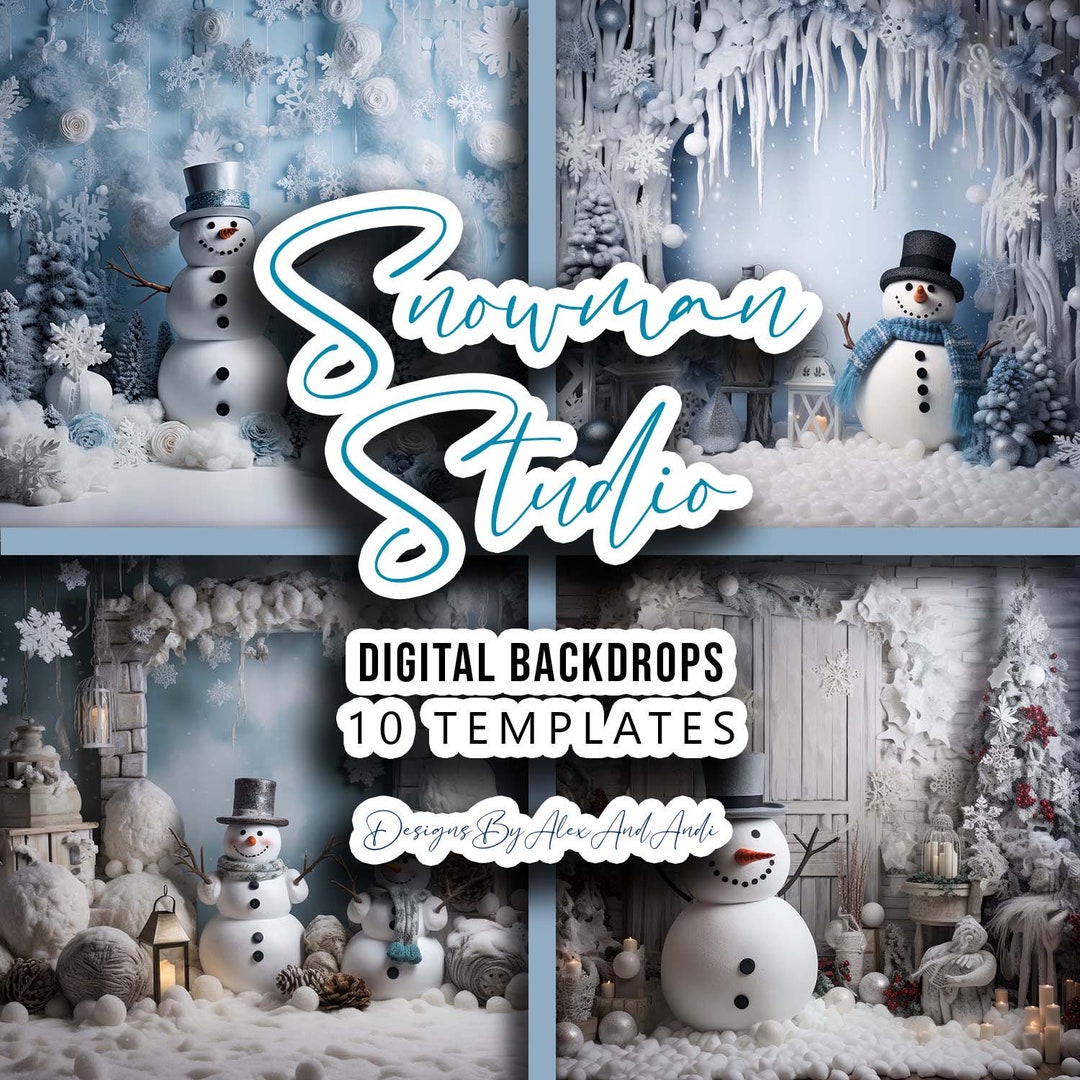 Snowman Studio Digital Backdrop Overlay Background Photo Shoot Picture