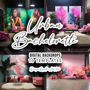 Urban Bachelorette Backdrop Overlay Background Wedding Party Photo Shoot Picture Studio Event Celebration Back Drop