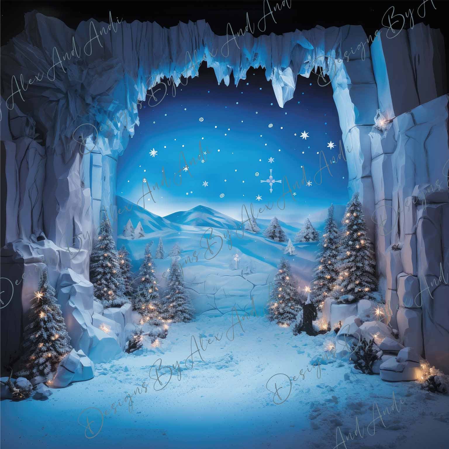 North Pole Studio Digital Backdrop Overlay Background Wedding Holiday