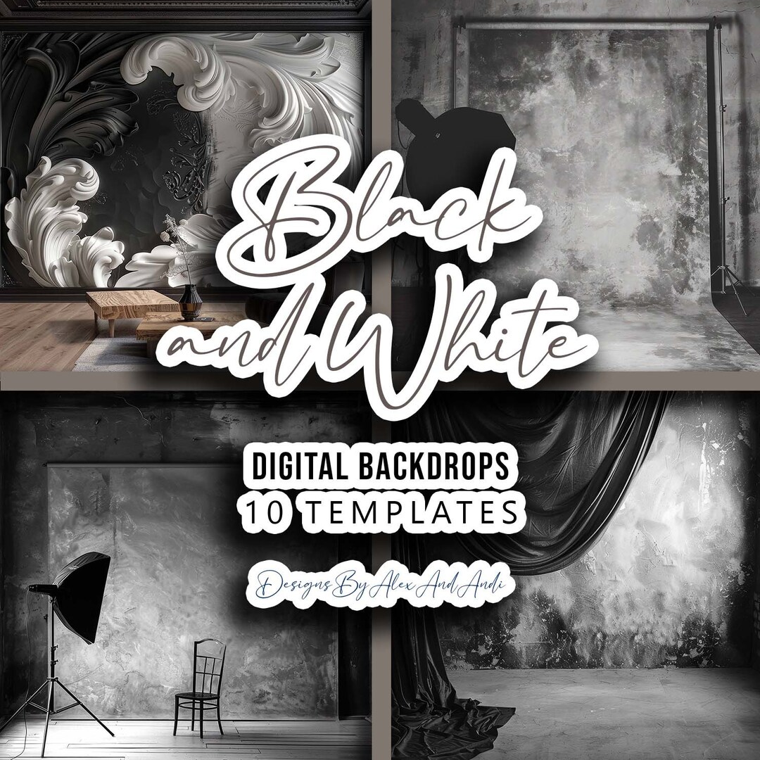 Black and White Digital Backdrop Studio Picture Model Photo Shoot Photo ...