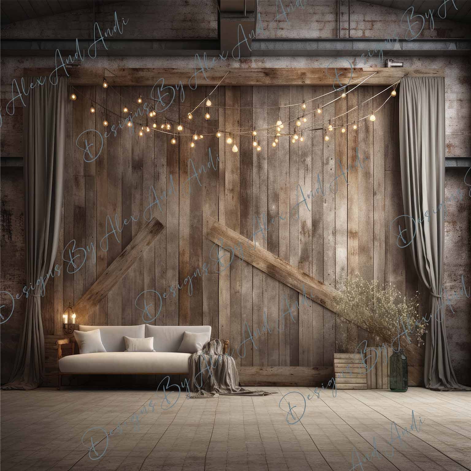 Rustic Warehouse Digital Backdrop Overlay Background Wedding Holiday ...