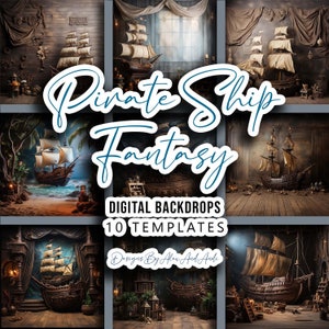 Piratenschiff Fantasy Kulisse Hintergrund Digital Geburtstag Kind Fotoshooting Bild Studio Event Feier Party