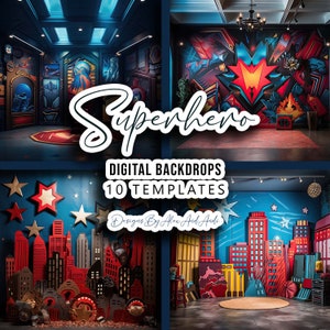 Superhero Digital Backdrop Overlay Wedding Sweet 16 Background Birthday Child Photo Picture Studio Celebration Party Back Drop