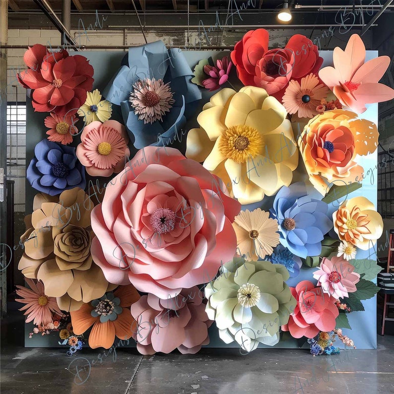 Big Flower Wall Digital Backdrop Overlay Background Photo Wedding Party