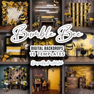Bumble Bee Backdrop Background Digital Photo Shoot Picture Prop Event Photo Occasion Celebration Party Birthday Child Photo