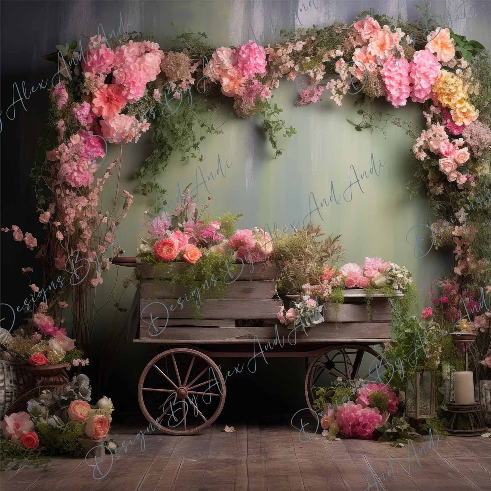 Spring Digital Backdrop Overlay Background Wedding Sweet 16 Photo Shoot ...