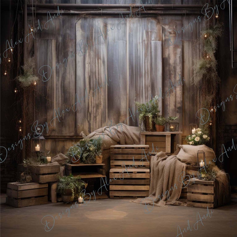 Rustic Studio Digital Backdrop Overlay Background Holiday Child Photo ...
