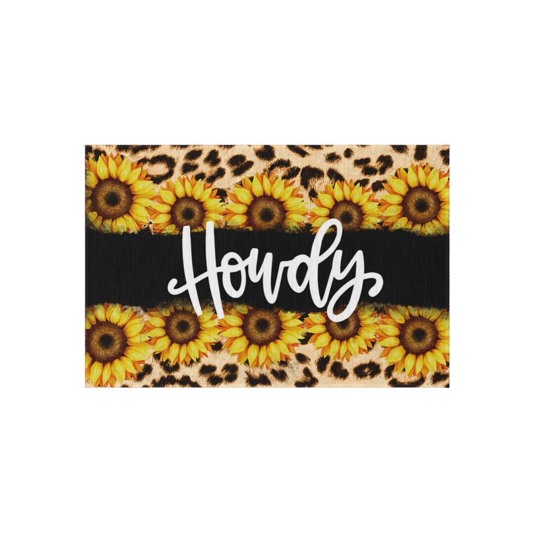 Howdy Rug Western Outdoor Rug Sunflower Rug Leopard Print Etsy