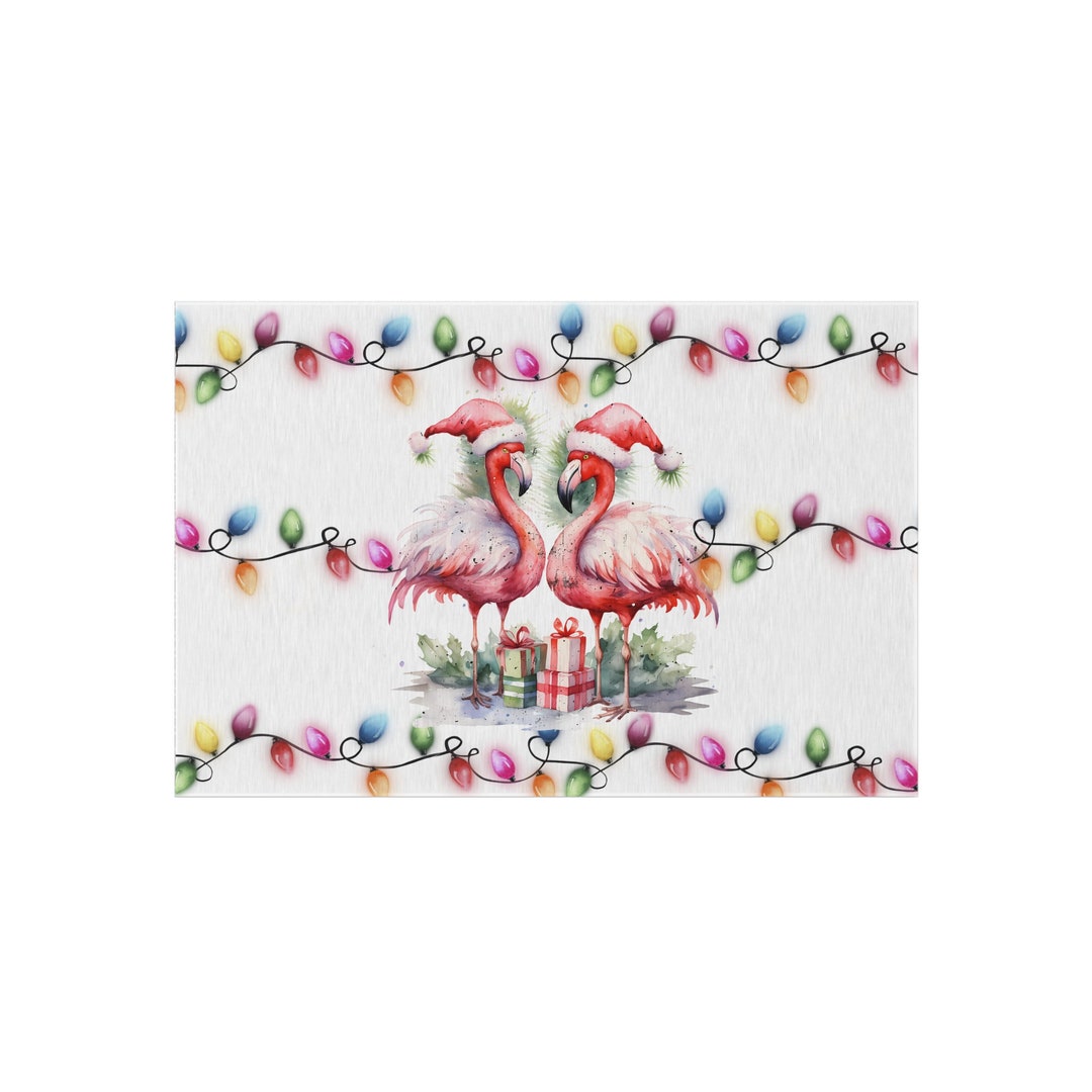 Flamingo Christmas Rug Christmas Lights Outdoor Rug - Etsy
