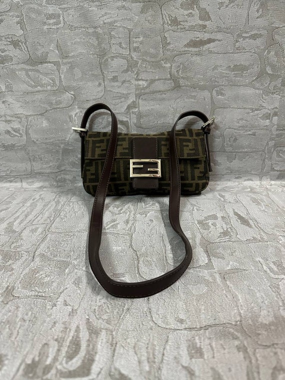 Fendi shoulder bag Brown Black Leather Cloth ref.1001490 - Joli Closet
