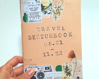 Travel Sketchbook zine | Sketches, Watercolour, Ink, Collage | Castles, Churches, Nature, Sculptures