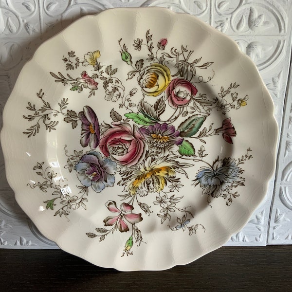 Johnson Brothers Sheraton pattern dinner plate floral ironstone made in England vintage china