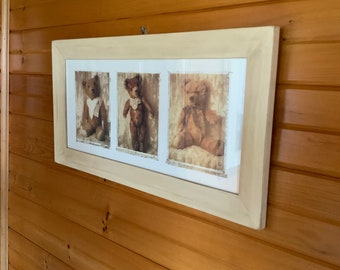 Vintage Teddy Bear Print, Framed Nursery Art, Cottage Wall Decor