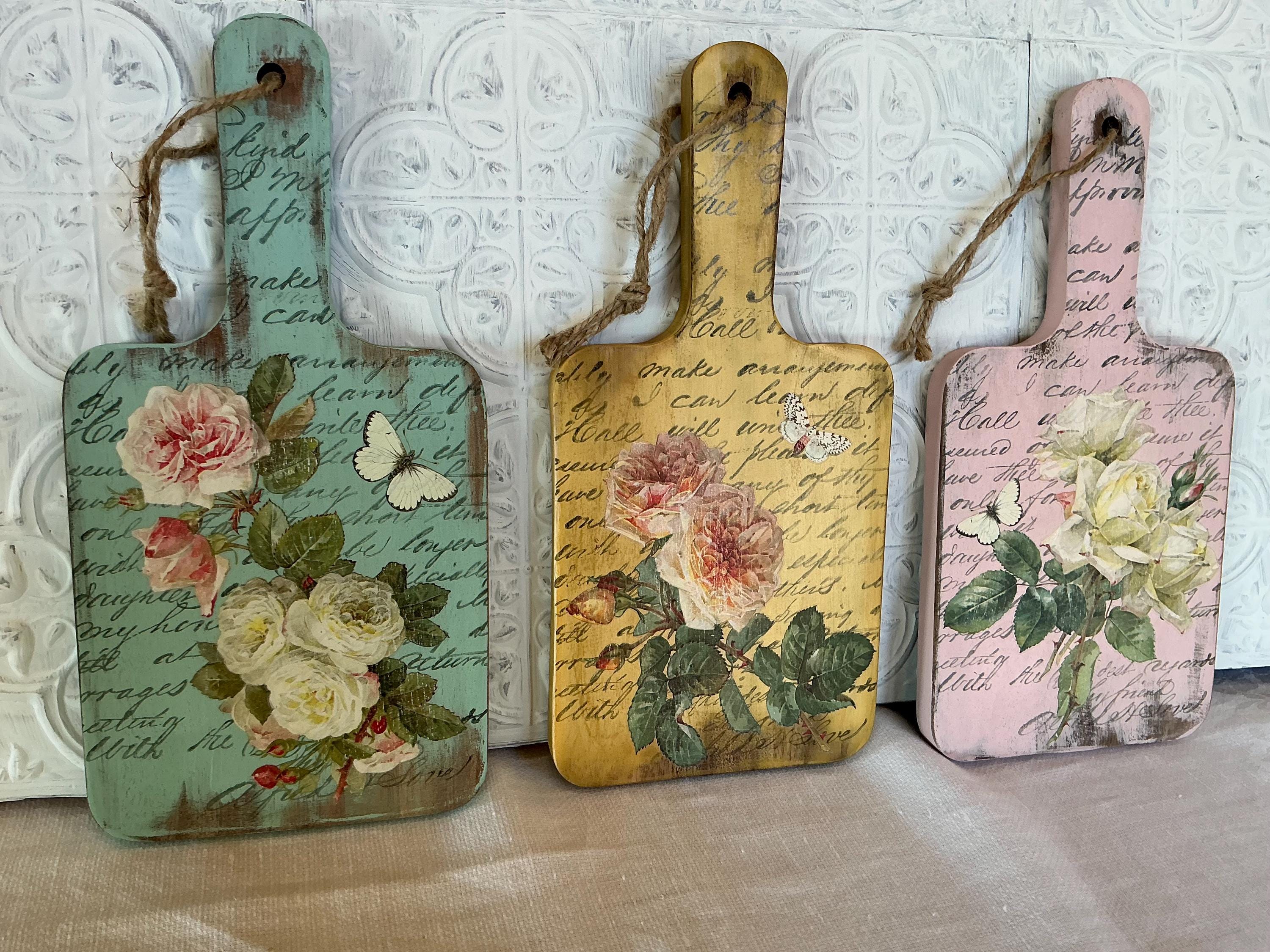 Decorative Wood Floral Cutting Board, Kitchen Decor, French Country