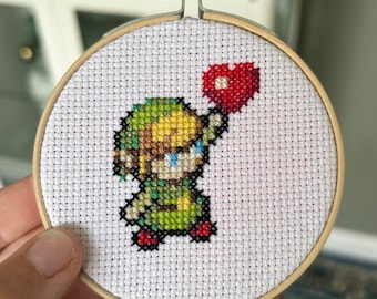 Link Legend of Zelda Pixel Cross Stitch Wall Art - FINISHED