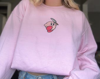 Kirby Knife Meme Embroidered Crewneck Sweatshirt