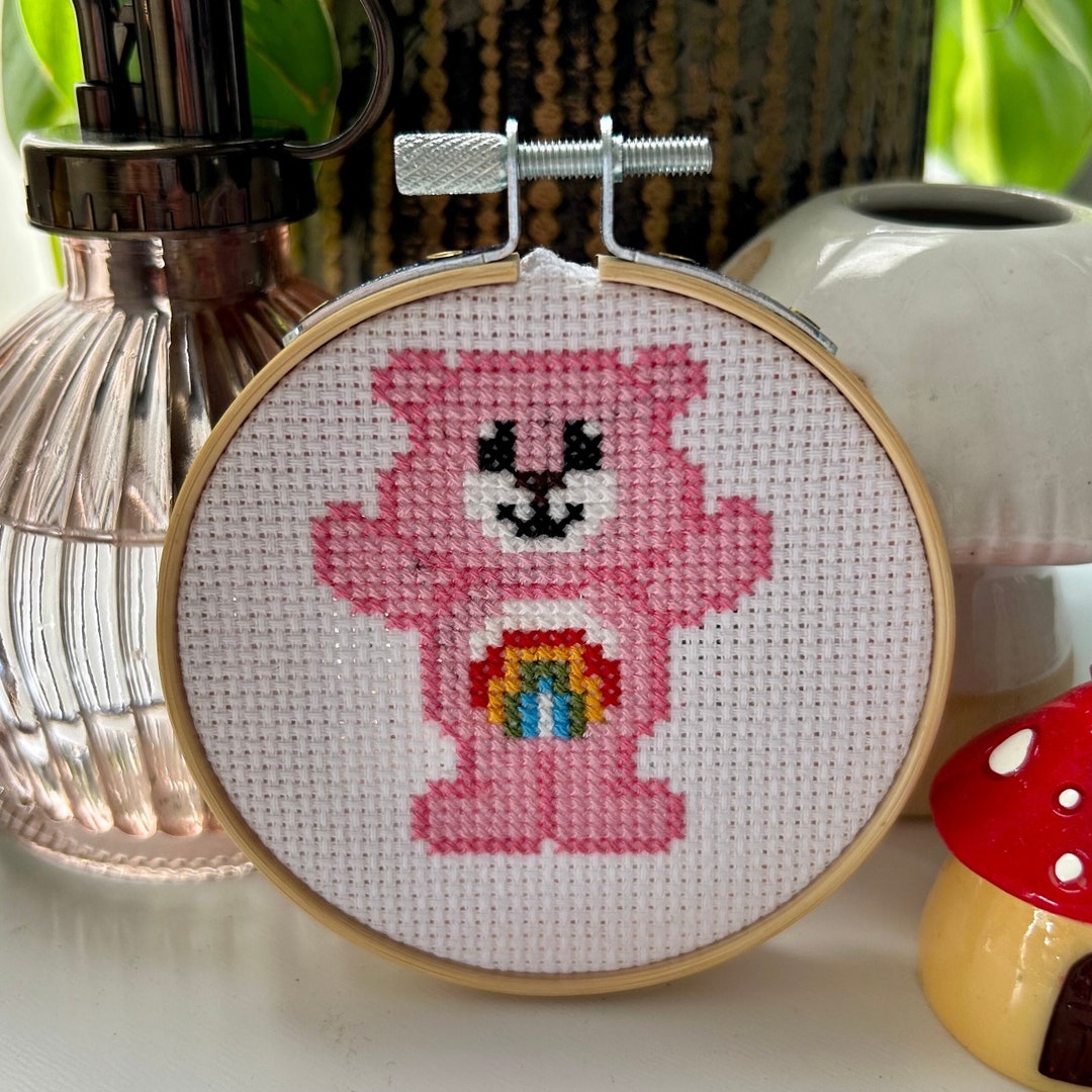 Care Bears Cross Stitch Wall Art Cheer Bear FINISHED - Etsy