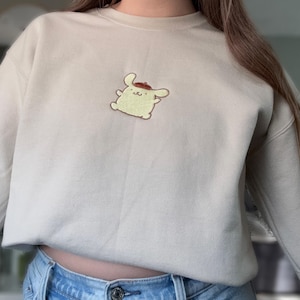 Pom Pom Hündchen Besticktes Rundhals-Sweatshirt