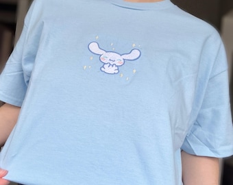Geborduurd puppy-T-shirt kaneelbroodje | Hondenshirt Kawaii Cloud | Leuk, gezellig esthetisch cadeau-shirt