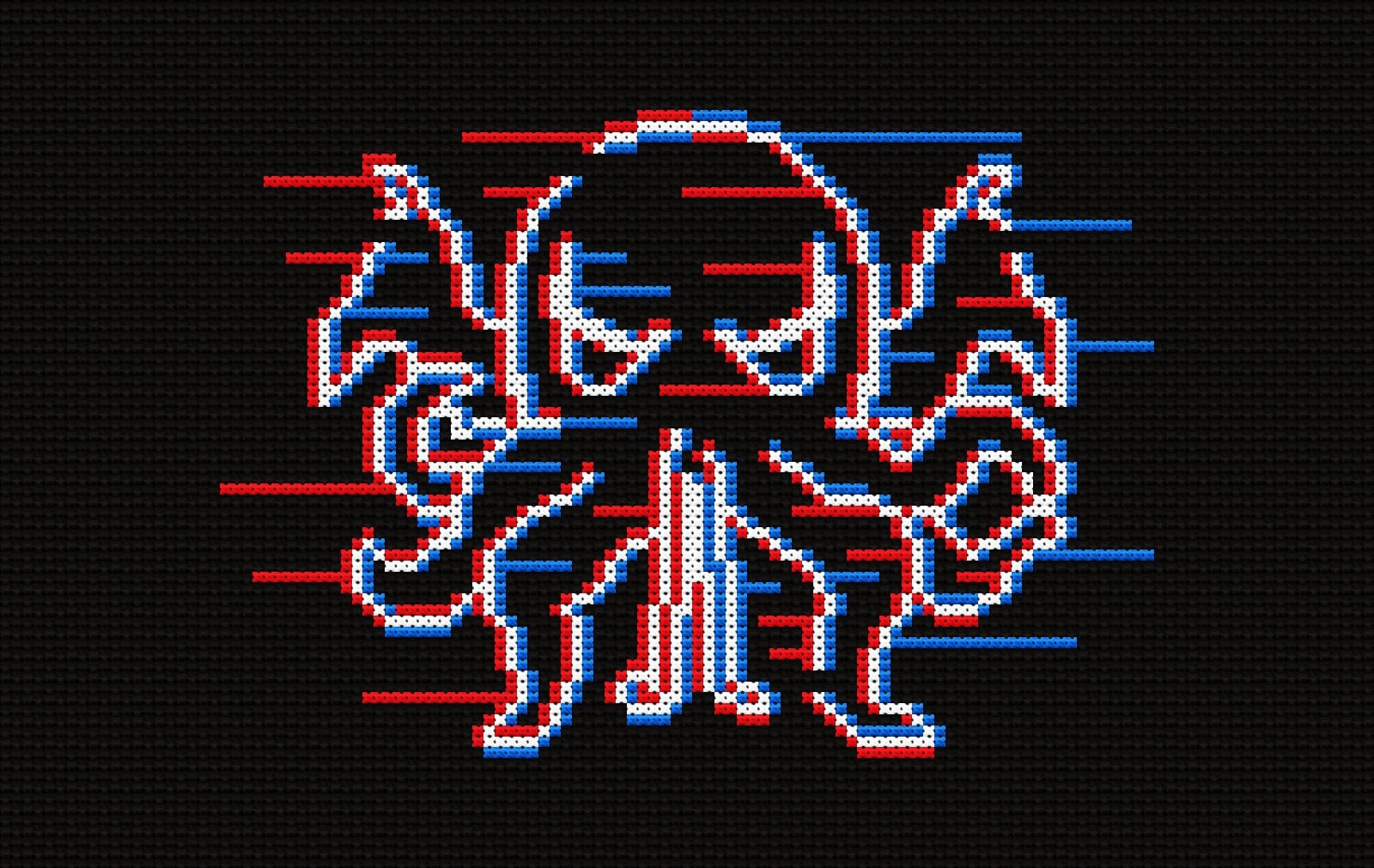 Cthulhu Cross Stitch Pattern in Glitch Art Style - Etsy