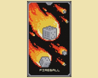 Fireball tarot cross stitch pattern