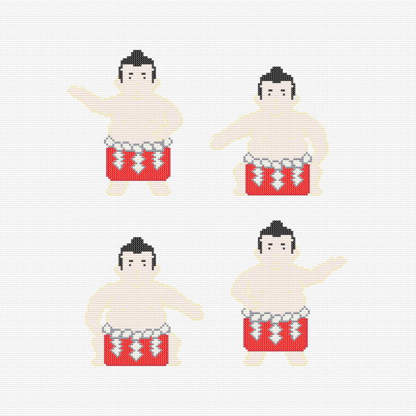 Sumo wrestler cross stitch pattern