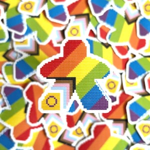 Autocollant en vinyle fierté LGBTQI+ drapeau meeple