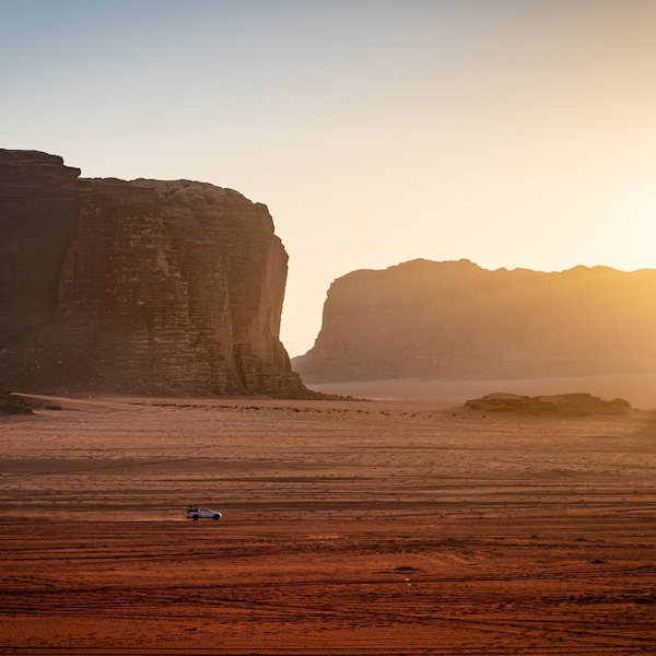 Desert Odyssey: Wadi Rum Sunset - Poster version