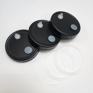 3 Pack Liquid Culture Lids, Wide Mouth Jar Lids w/ Sealing Gasket, Large Self-healing Injection Port and Syringe Filter