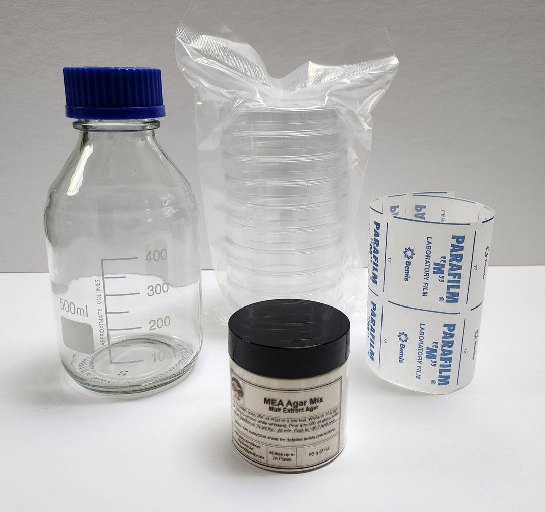 MEA Agar Kit, Malt Extract Agar Kit W/ Media Bottle, Petri Dishes and