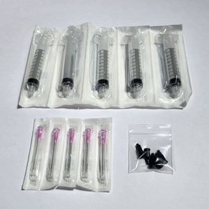 5 ea. Mycology Syringe set. Sterile mycology syringes w/ sterile needles & lure locks for sterile liquid culture transfers and inoculations.