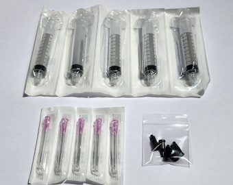 Je 5 Stück Mykologie Spritzen-Set. Sterile Mykologie-Spritze mit sterilen Nadeln und Köderstoppern für den Transfer von flüssigen Kulturen und Inokulationen.