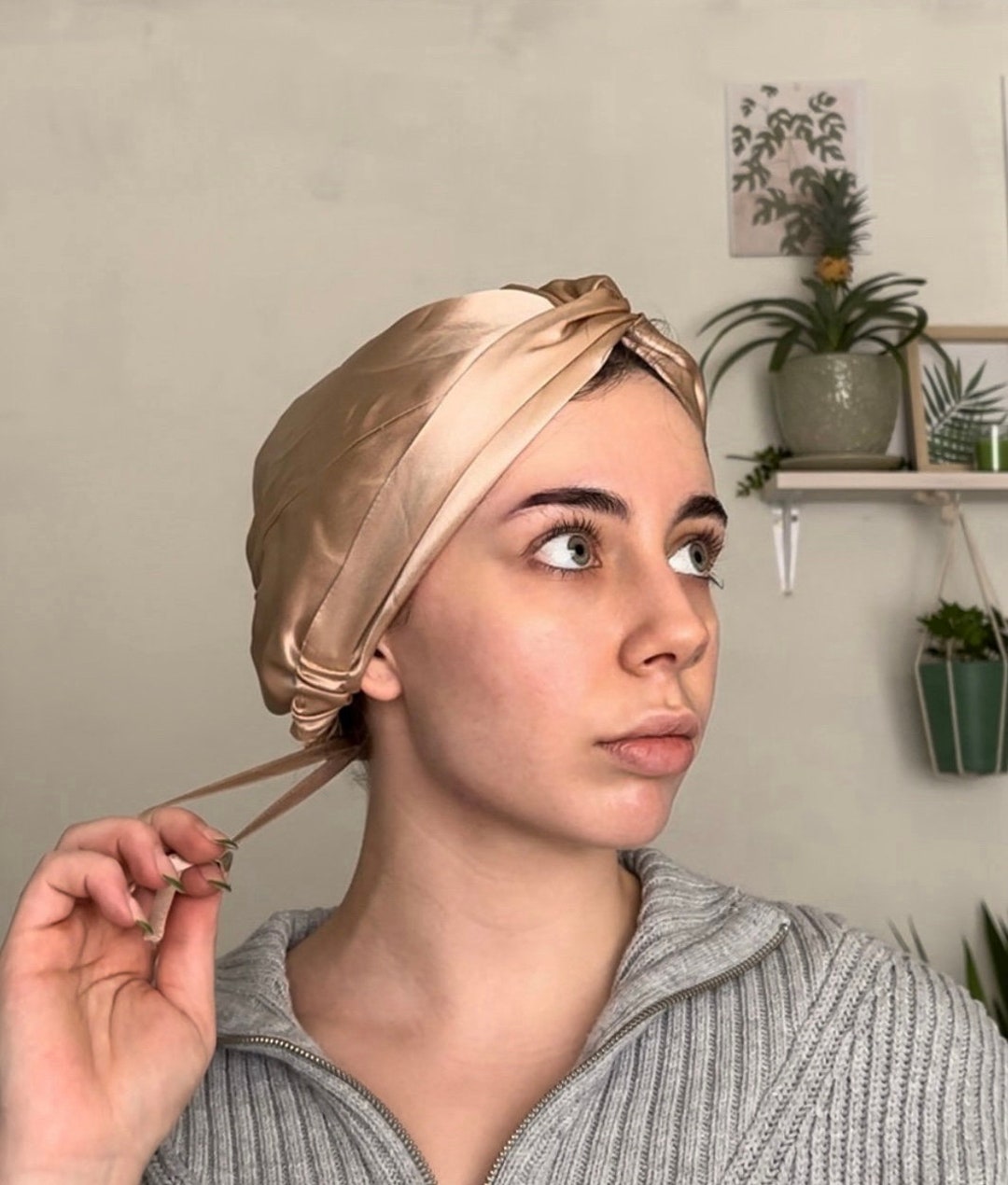 Pure Silk Hair Turban 100 Mulberry Night Cap Women's Turban Adjustable Double Layer Twisted