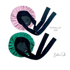 Double Layer Silk Hair Bonnet 100% Mulberry | Silk Sleep Cap | Reversible | Handmade Hair Care Silk cap| Protects your hair from damage