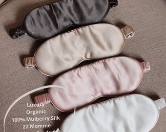 100% Mulberry Silk Eye Mask |  Adjustable| Pure Organic Long Fibre Silk Sleeping Mask| OEKO-TEX Certified . Gift for her