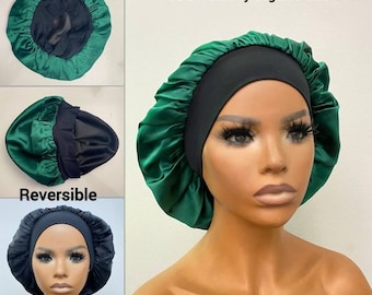 Bonnet double épaisseur 100 % soie de mûrier | Bonnets en soie biologique 22MM | avec bande douce et extensible | Bonnet réversible | protège les cheveux des dommages