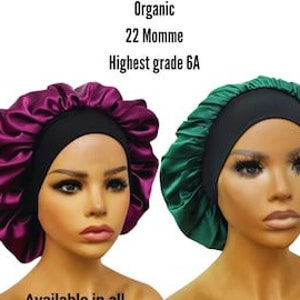 Silk Bonnet 100 % Mulberry for sleeping | Pure Organic Silk Caps 22MM with soft band | silk bonnet |Protect your hair from damage