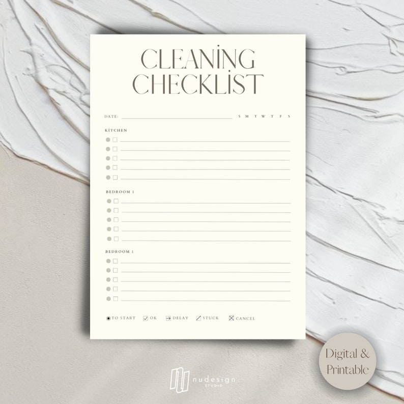 Digital Cleaning Checklist Printable Checklist Daily Etsy