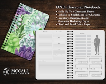 DND 5E Notebook with Character Sheets 5.5″ × 8.5″ 100 Pages Soft Cover