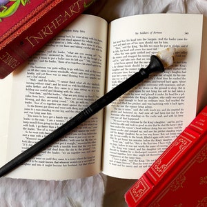 Magic Crystal Wand Gold White crystal 13&quot; long Black Wand
