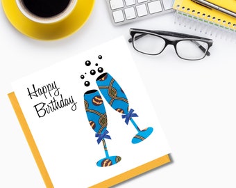 Black Greeting Card - AfroCheers | AfroTouch Design