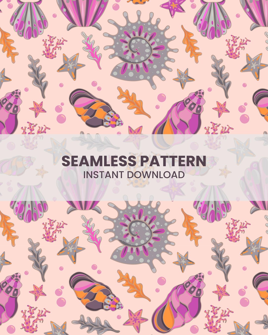 Beach Photo Shell Pattern Retro Shell Seamless Pattern | Vintage Ocean Digital Paper | Beach ...