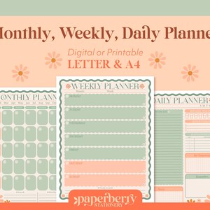 Francesca | Daily, Monthly, Weekly Digital & Printable Planner Pages | A4, Letter