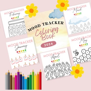 Monthly Mood Tracker, Anxiety Coloring Book, Bullet Mood Tracker, Mood Tracker Printable, Emotion Tracker, Mood Tracker Bundle