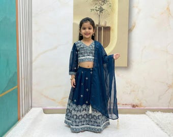 Designer Kids Lehenga Choli Embroidered Indian Girls Ethnic Party Wear Skirt Top Dress