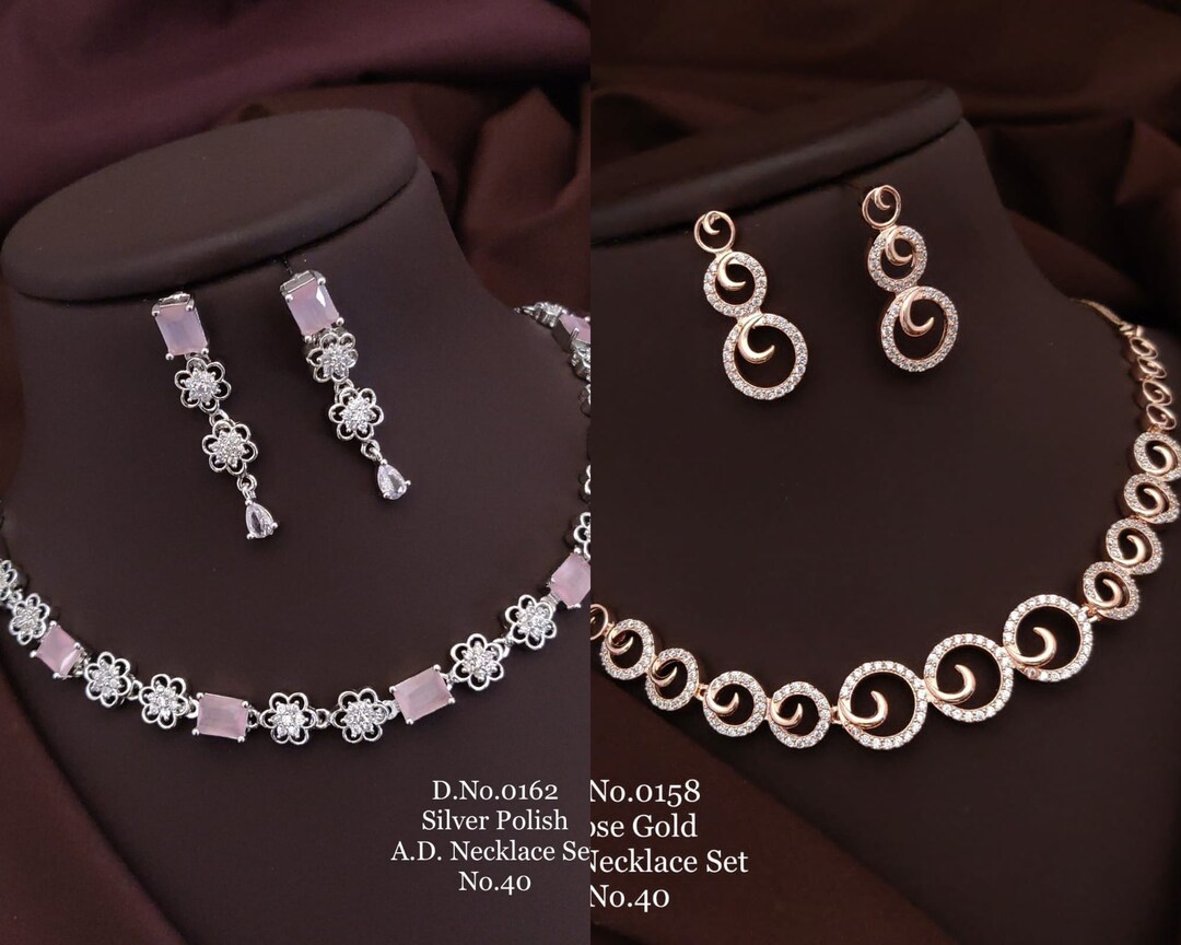 American diamond simple necklace set deals