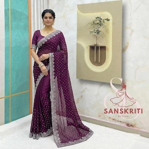 Gemacht bereit zu tragen wickeln in einer Minute Plissee Saree Party Wear Saree Hochzeit Saree indischen sari rangoli Seide Diamant Arbeit angepasst Bluse