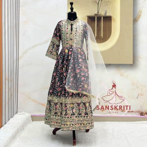 Floral Kids Gown for girls Sequins Embroidery Gown Indian Kids dress Wedding Kids Anarkali Readymade Kids Dresses, Designer Suits For Kids